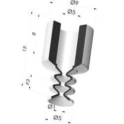 Bellows Suction Cup 2.5 folds Series 2, Ø 5 mm