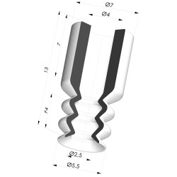 Bellows Suction Cup 2.5 folds Series 2, Ø 5.4 mm