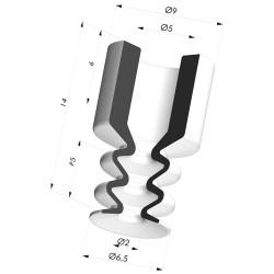 Bellows Suction Cup 2.5 folds Series 2, Ø 6.4 mm