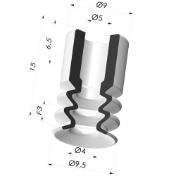 Bellows Suction Cup 2.5 folds Series 2, Ø 9.4 mm