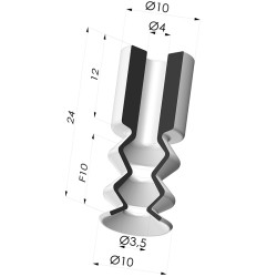 Bellows Suction Cup 2.5 folds Series 2, Ø 10 mm