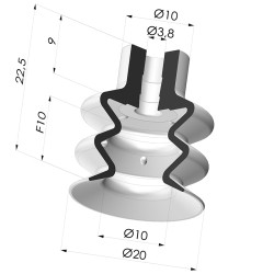 Bellows Suction Cup 2.5 folds Series 2, Ø 20 mm