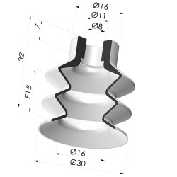 Bellows Suction Cup 2.5 folds Series 2, Ø 30 mm