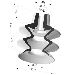 Bellows Suction Cup 2.5 folds Series 2, Ø 36 mm