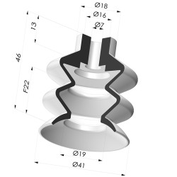 Bellows Suction Cup 2.5 folds Series 2, Ø 41 mm