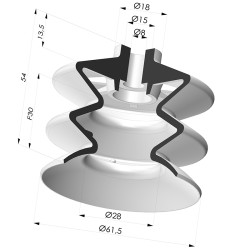 Bellows Suction Cup 2.5 folds Series 2, Ø 61.5 mm