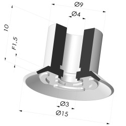 Flat Suction Cup Series 7, Ø 15 mm