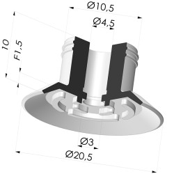 Flat Suction Cup Series 7, Ø 20 mm