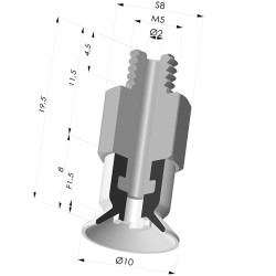 Flat Suction Cup Series 7SB, Ø 10 mm with M5 fitting
