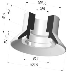 Flat Suction Cup Series 7SB, Ø 15 mm