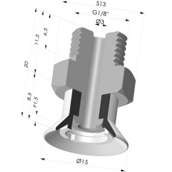 Flat Suction Cup Series 7SB, Ø 15 mm with fitting G1/8"