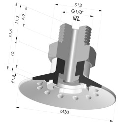Flat Suction Cup Series 7SB, Ø 30 mm with fitting G1/8"