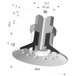 Flat Suction Cup Series 7SB, Ø 40 mm with fitting G1/4"