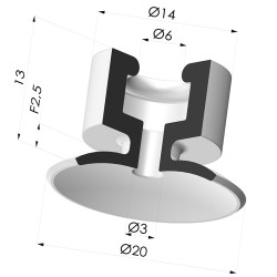 Flat Suction Cup Series 7PH, Ø 20 mm