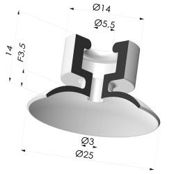 Flat Suction Cup Series 7PH, Ø 25 mm