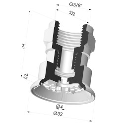 Flat Suction Cup Series 7R, Ø 32 mm