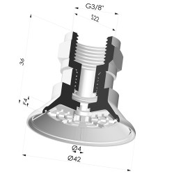 Flat Suction Cup Series 7R, Ø 42 mm