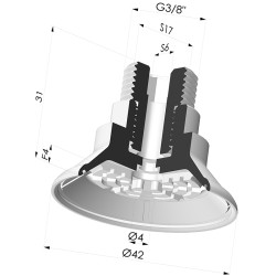 Flat Suction Cup Series 7R, Ø 42 mm