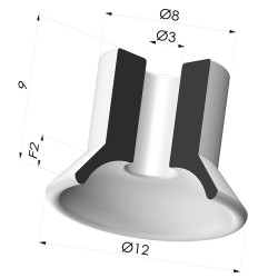 Flat Suction Cup Series 7, Ø 12 mm