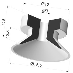 Flat Suction Cup Series 7, Ø 15,3 mm