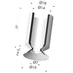 Flat Suction Cup Series 7, Ø 19 mm