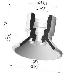 Flat Suction Cup Series 7, Ø 20 mm