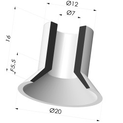 Flat Suction Cup Series 7, Ø 20 mm
