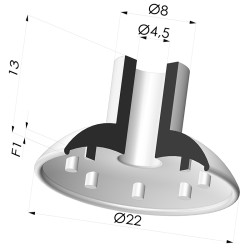 Flat Suction Cup Series 7, Ø 21.7 mm