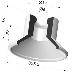 Flat Suction Cup Series 7, Ø 25 mm