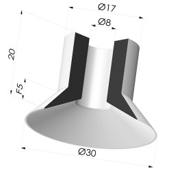 Flat Suction Cup Series 7, Ø 30 mm