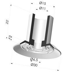 Flat Suction Cup Series 7, Ø 30 mm