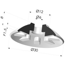 Flat Suction Cup Series 7, Ø 30 mm