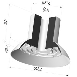 Flat Suction Cup Series 7, Ø 33 mm