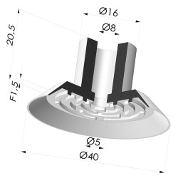 Flat Suction Cup Series 7, Ø 40 mm