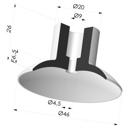 Flat Suction Cup Series 7, Ø 46 mm