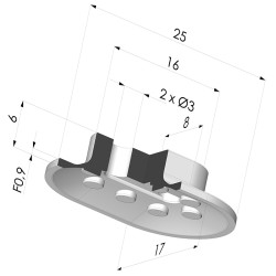 Oblong Suction Cup Series 4, 25x16.5 mm