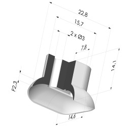 Oblong Suction Cup Series 4, 22,8x14.6mm