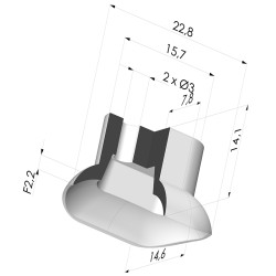 Oblong Suction Cup Series 4, 22,8x14.6mm