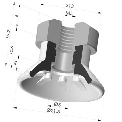 Flat suction cup series 99, Ø 21.5 mm with fitting female M5