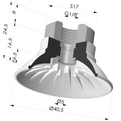 Flat suction cup series 99, Ø 40.5 mm with fitting female G1/8"