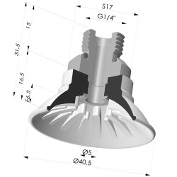Flat suction cup series 99, Ø 40.5 mm with fitting male G1/4"