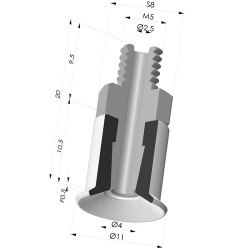 Flat Suction Cup Series 9, Ø 11 mm