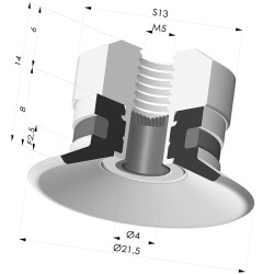 Flat Suction Cup Series 9, Ø 21.5 mm