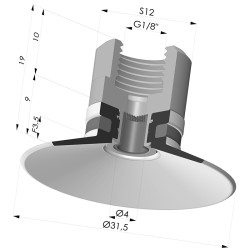 Flat Suction Cup Series 9, Ø 30 mm