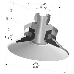 Flat Suction Cup Series 9, Ø 50 mm