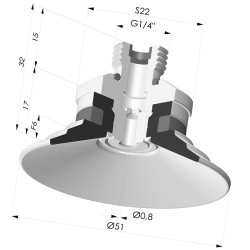 Flat Suction Cup Series 9, Ø 50 mm