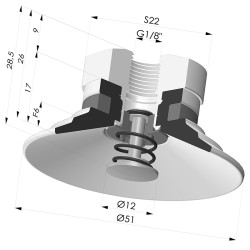 Flat Suction Cup Series 9, Ø 50 mm