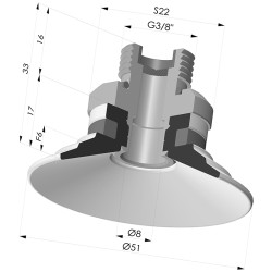 Flat Suction Cup Series 9, Ø 50 mm