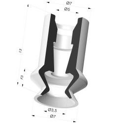 Bellows Suction Cup 1.5 folds Series 8, Ø 7 mm