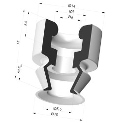 Bellows Suction Cup 1.5 folds Series 8, Ø 10 mm